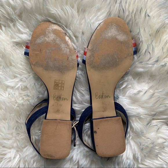 Boden  Zoe Navy Suede Striped Heeled Sandals
Boden size 38. In good condition - Picture 7 of 16